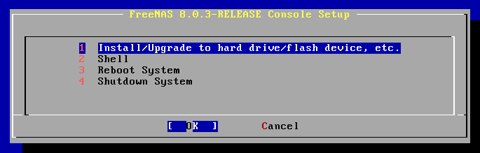 Installation de FreeNAS depuis le CD-ROM